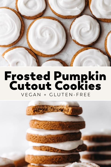 Egg Free Roll Out Cookies, Vegan Pumpkin Sugar Cookies, Vegan Decorated Cookies, Vegan Roll Out Cookies, Frosted Cut Out Cookies, Healthy Cutout Cookies, Vegan Cutout Cookies, Vegan Sugar Free Cookies, Gluten Free Cutout Cookies