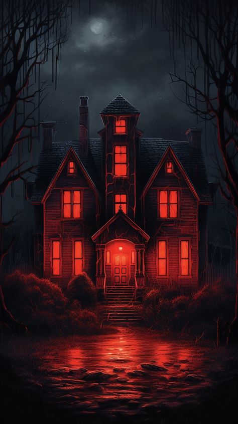 Halloween Aesthetic Haunted House, Creepy House Illustration, Horror House Background, The Book Of Life Wallpaper, Halloween Illustration Wallpaper, Scary Backgrounds Aesthetic, Wallpaper Laptop Halloween, Horror House Aesthetic, Wallpaper Ipad Halloween