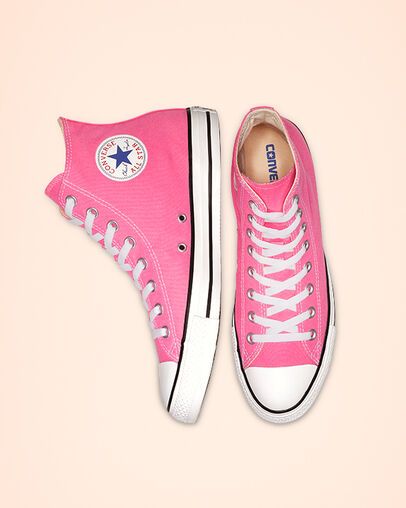 Converse Shoes High Top, Pink High Top Converse, All Star Pink, Red Chucks, Shoe Converse, High Top Chucks, Pink High Tops, High Top Shoe, Pink Converse