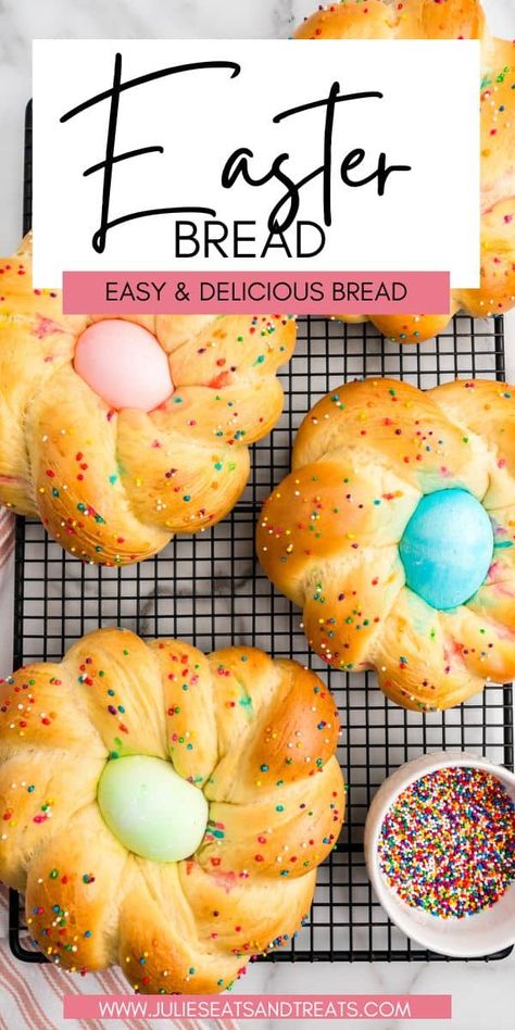 Impress your family and friends this Easter with a delicious homemade bread recipe. From kneading to baking, learn step-by-step how to create a perfect loaf of bread that will have everyone coming back for seconds. Braided Bread Recipe, Easter Italian, Easter Breads, Egg Baked, Italian Treats, Bread Italian, Easter Bread Recipe, Italian Easter Bread, Easter Cooking