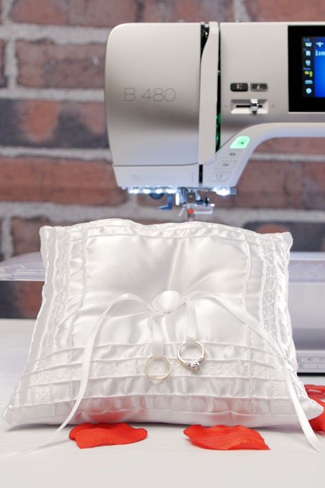 Planning to attend a wedding? Surprise the happy couple with a one-of-a-kind ring bearer pillow made just for them on their happy day! Find the full tutorial on the blog at #WeAllSew. Ring Bear Pillow Ideas, How To Make A Ring Bearer Pillow, Ring Bearer Pillow Diy How To Make, Diy Ring Bearer Pillow, Wedding Ring Pillow Ideas, Ring Bearer Pillow Ideas, Pillow Types, Wedding Ring Pillow Diy, Diy Wedding Ring