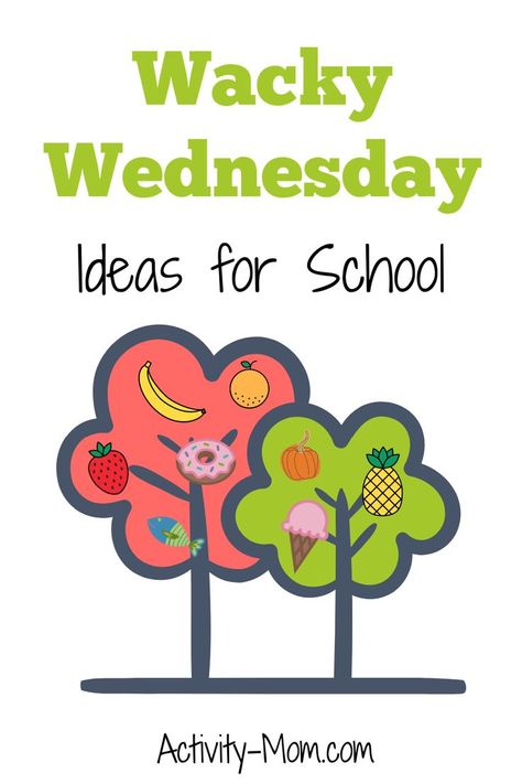 Easy Wacky Wednesday Ideas for School. Ways to celebrate Wacky Wednesday with your students. Ideas For Wacky Wednesday At School, Wacky Wednesday Dress Up Ideas, Wacky School Day Outfit, Wacky Wednesday Activities Kindergarten, Wacky Wednesday Snack Ideas, Wacky Wednesday Classroom Ideas, Whacky Wednesday Spirit Week, Wacky Wednesday Activities Preschool, Wacky Wednesday Crafts Preschool