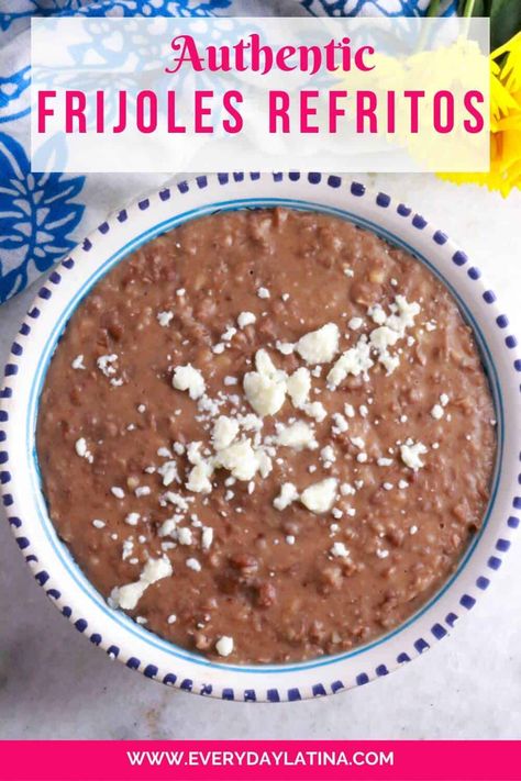 Frijoles Refritos (Mexican Refried Beans) Authentic Refried Beans, Shrimp Bisque Recipe, Mexican Refried Beans, Vegan Ramen Recipes, Homemade Refried Beans, Refried Beans Recipe, Frijoles Refritos, Mexican Side Dishes, Mexican Breakfast Recipes