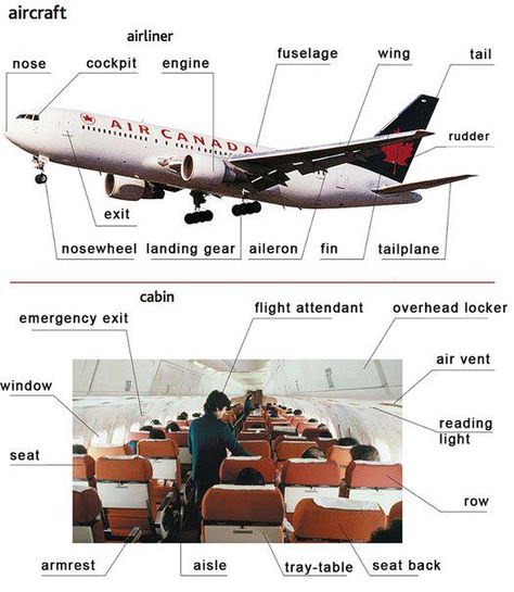 airplane Aviation English, Aviation Education, Aviation Training, English For Beginners, Learning German, Picture Dictionary, Visual Dictionary, German Language Learning, English Vocab