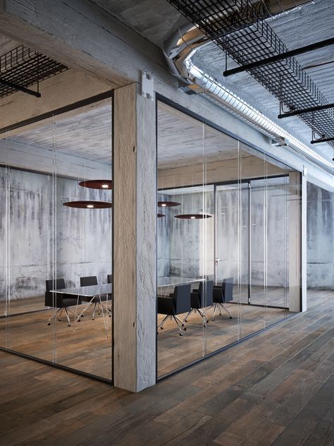 Warehouse Office Design, Industrial Office Space, Open Concept Office, Glass Wall Office, Dental Office Design Interiors, Warehouse Office, Industrial Office Design, Loft Office, Warehouse Design