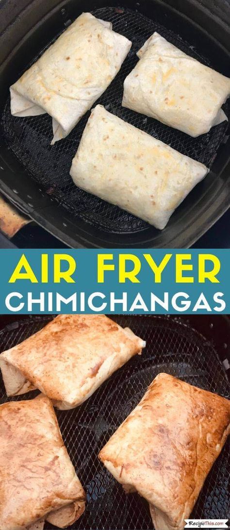 Air Fryer Chimichangas. Delicious Mexican recipe teaching you how to air fry chimichangas. From making your delicious chimichangas filling in the air fryer to ready to eat crispy chimichangas in your hand. #airfryer #airfryerrecipes #airfryermexican Air Fryer Chimichangas, Air Fryer Beef, Chimichanga Recipe, Mexican Chicken Recipes, Cooks Air Fryer, Mexican Recipe, Air Fryer Oven Recipes, Air Fryer Dinner Recipes, Air Fryer Recipes Easy