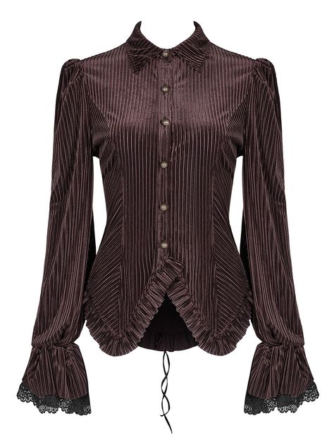 Steampunk Aristocrat, Steampunk Western, Steampunk Blouse, Halloween Costumes Plus Size, Gothic Blouse, Blouse Collar, Victorian Corset, Gothic Tops, Velvet Blouse