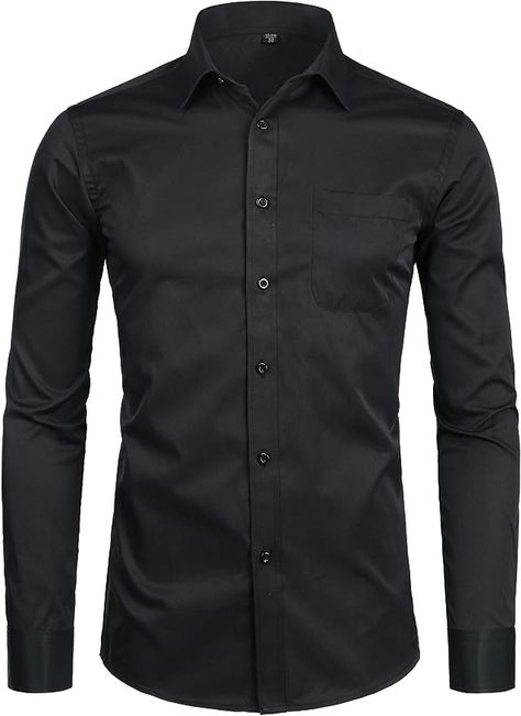 ZEROYAA Men's Long Sleeve Dress Shirt Solid Slim Fit Casual Business Formal Button Up Shirts with Pocket ZSSCL01 Black X-Large at Amazon Men’s Clothing store Formal Shirt Dress, Wedding Party Outfits, Smart Casual Style, Slim Fit Dress Shirts, Fitted Dress Shirts, Business Formal, Slim Fit Dresses, Mens Button Up, Black White Pink