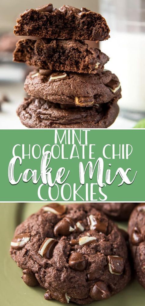 Betty Crocker Cake Mix Cookies, Mint Cake Mix Cookies, Andes Mint Cake, Chocolate Chip Cake Mix Cookies, Mint Chocolate Chip Cake, 2024 Cookies, Easiest Cookies, Mint Chip Cookies, Mint Chocolate Desserts