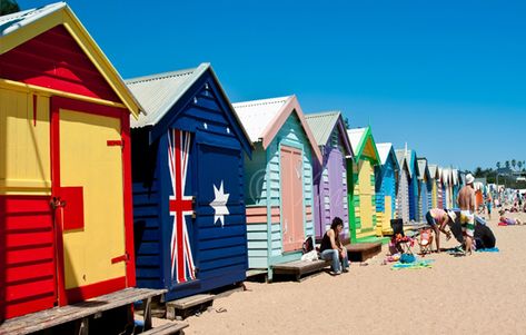 Brighton Beach Melbourne, Brighton Melbourne, Beach Shacks, Australia Itinerary, Etihad Stadium, Australia Travel Guide, Colorful Places, Famous Beaches, Brighton Beach