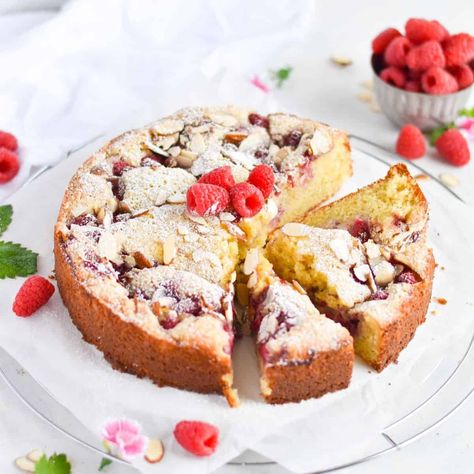 Moist Almond Cake, Raspberry Almond Cake, Raspberry And Almond Cake, Almond Paste Recipes, Almond Frangipane, Pecan Cinnamon Rolls, Raspberry Almond, Almond Paste, Fresh Raspberries