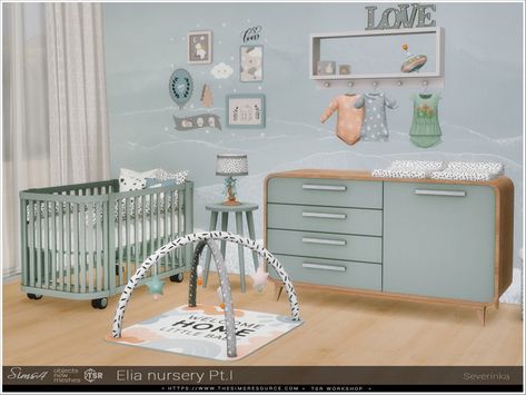 Baby Room Set, Living Room Sims 4, Nursery Changing Table, Decor For Nursery, Resource Furniture, Sims Baby, Sims 4 Tsr, Sims 4 Bedroom, Japandi Living