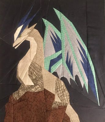 Fandom In Stitches: Dungeons & Dragons - Ice Dragon Fire Dragon Drawing, Dragon Quilts, Fpp Patterns, Dragon Outline, Themed Quilts, Dragon Quilt, Dragon Silhouette, Ice Dragon, Foundation Paper Piecing Patterns