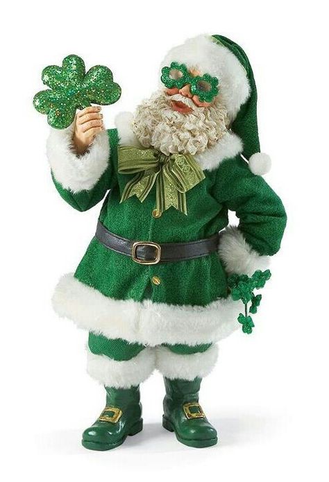 Irish Santa ... Irish Santa, Irish Christmas, Irish Clover, Green Santa, Kris Kringle, Jewelry Swarovski, Clover Green, Dept 56, Santa Clause