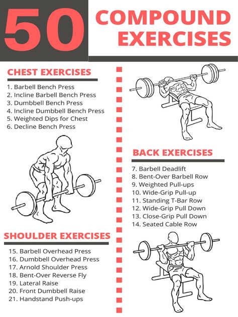 50 Compound Exercises Checklist Isolation Exercises | PDF | Weight Training | Sports Exercises For Drawing, Drawing Back, Compound Lifts, Compound Exercises, Muscle Building Workouts, Weight Training Workouts, Aerobics Workout, Compound Bow, Best Exercises