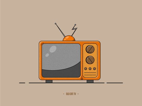 Old TV - illustration by Stefan Devai Tv Illustration Art, Old Tv Illustration, Old Tv Drawing, Tv Icon Aesthetic, Retro Tv Illustration, Tv Graphic Design, Tv Doodle, Monitor Illustration, Tv Sketch