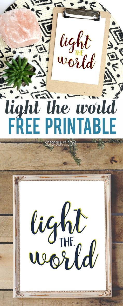 Free Christmas Printable Light the World Light The World Printable, Light The World Ward Christmas Party, Light The World Christmas Party, Free Wall Art Prints, Ward Activities, Free Christmas Printable, Light The World, World Printable, Rs Activities