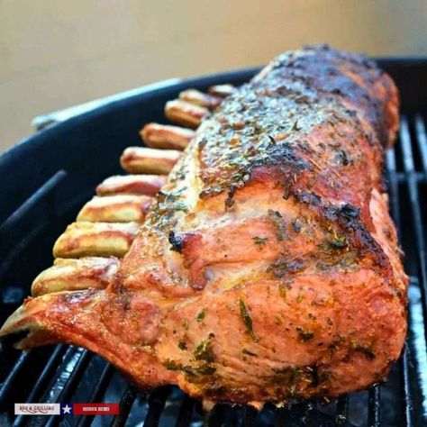 Smoked Rack of Pork Grilled Pork Roast, Bone In Pork Roast, Bone In Pork Loin, Christmas Bbq, Loin Roast Recipes, Pork Rib Roast, Pork Cooking Temperature, Balsamic Pot Roast, Smoker Grill Recipes