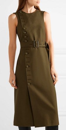 Army Green Dress Outfit, Workwear Dresses, Green Dress Outfit, Dress Sites, Army Green Dress, All The Way Up, Green Wool, Fabulous Fashion, Spring Dress