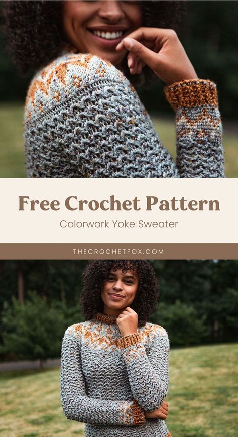 Crochet Advanced Patterns, Colorwork Crochet Sweater, Crochet Colorwork Sweater, Fair Isle Crochet Pattern, Crochet Colorwork, Granny Square Blanket Tutorial, Aesthetic Crochet Patterns, Crocheting For Beginners, Fall Crochet Projects