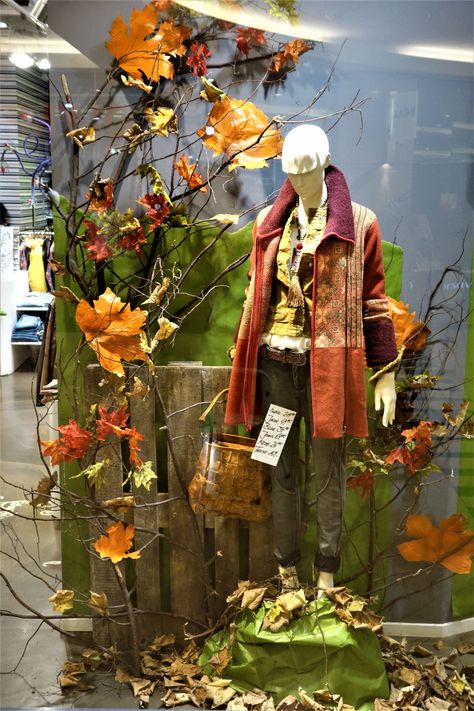 Autumn Window Display Retail, Fall Store Window Displays, Fall Store Displays, Boutique Window Displays, Autumn Window Display, Store Front Windows, Fall Windows, Window Display Retail, Decoration Vitrine