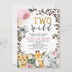 Two Wild Invitations, Cards & Stationery | Zazzle Two Wild Birthday, Safari Invitations, Wild One Birthday Invitations, Floral Birthday Invitations, Two Wild, Wild One Birthday, 2nd Birthday Invitations, Girl 2nd Birthday, Safari Birthday