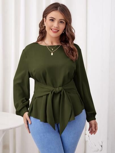 Peplum Curve Tops | Fashion Peplum Curve Tops | SHEIN USA Fashion Tops Blouse Plus Size, Classy Plus Size Outfits, Bishop Sleeve Blouse, Women Chiffon Blouse, Blue Jean Outfits, Fall Plus Size, Womens Tops Dressy, Muslim Women Fashion, Fashion Tops Blouse