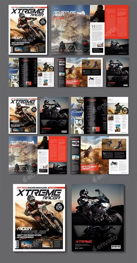 Extreme Sports Motocross Magazine Template, Print Templates | GraphicRiver Sport Magazine Cover, Sports Magazine Covers, Magazine Sport, Sports Template, Magazine Design Cover, Font Logotype, Bold Minimalism, Motorcycle Magazine, Bike Magazine