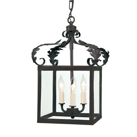 $390 / 18H x 11.5W Scroll Small Matte Black Three Light Lantern Pendant With Glass Shade Jvi Designs Lantern bellacor.com Lantern Ceiling, Leaf Lantern, Lantern Ceiling Lights, Small Lanterns, Foyer Lighting, Foyer Decorating, Foyer Pendant, Contemporary Living Spaces, Traditional Lighting