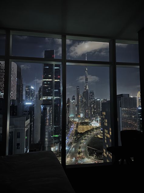 E N A | dubai Apartment Views, Dubai Condo, Dubai Apartment, Dubai Apartments, City View Apartment Aesthetic Night, Dubai Penthouse, Nyc Apartment Night View, Dubai Apartment View Aesthetic, Nyc View From Apartment At Night