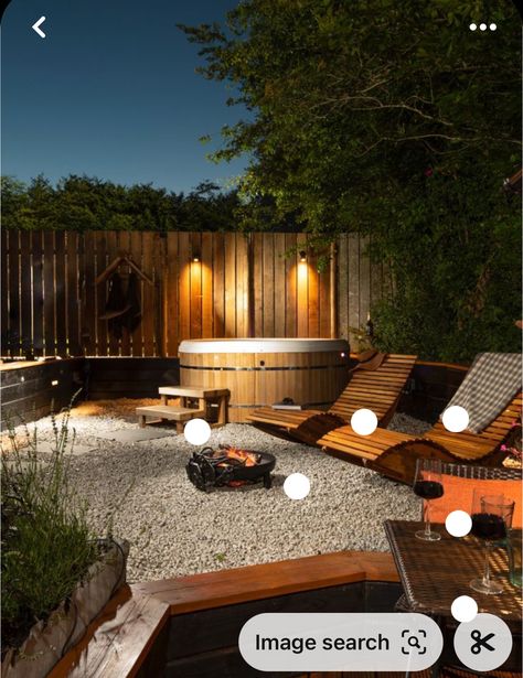 Townhouse Backyard Hot Tub, Scandinavian Hot Tub, Cottage Hot Tub, Nordic Hot Tub, Cozy Hot Tub Area, Hot Tub In Garden, Nordic Spa Backyard, Backyard Sauna And Hot Tub, Outdoor Hot Tub Patio