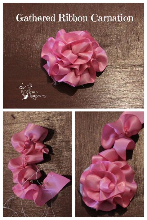 How to Make Satin Ribbon Carnation Flower Ribbon Carnation Diy, Satin Flowers Diy, Paper Snowflake Patterns, Diy Corsage, Ribbon Flowers Diy, Satin Ribbon Flowers, Ribbon Flower Tutorial, Cute Origami, Flower Bouquet Diy