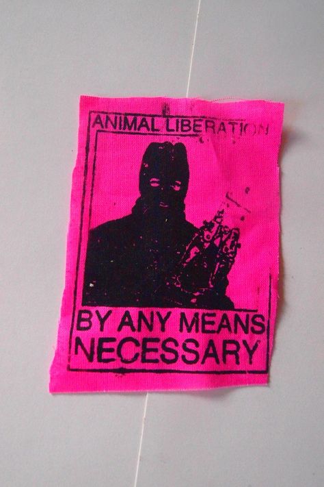 Animal Liberation Front by Any Means Necessary - Etsy Finland Any Means Necessary, Animal Liberation, By Any Means Necessary, Screen Printing Ink, Heart Patches, Printing Ink, Diy Charms, Recycled Fabric, Black Print