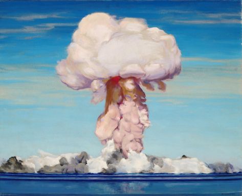 The First Bomb at BikiniPainting, Oil on Canvas; by Charles Bittinger; 1946; Framed Dimensions 30H X 36W Georgia Core, Midcentury Wallpaper, Nuclear Explosion, Mushroom Cloud, Mid Century Wallpaper, The Kite Runner, Collage Board, Nuclear Energy, Nuclear Power Plant