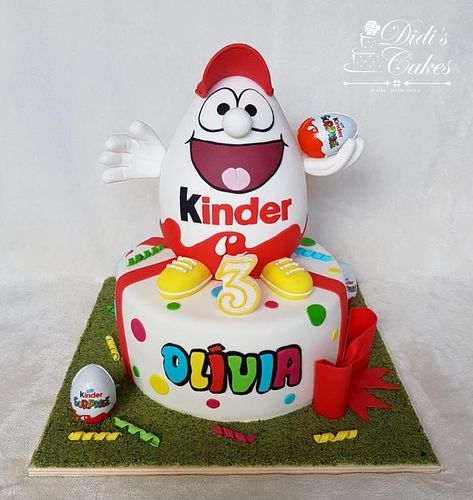 Surprise Egg Birthday Party, Kinder Egg, 2nd Birthday Party For Boys, Surprise Cake, Egg Cake, Surprise Egg, Fondant Decorations, Boy Birthday Cake, First Birthday Cakes