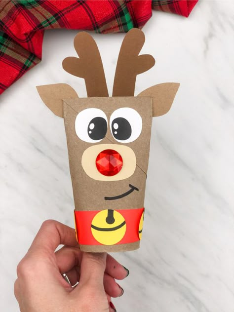 Toilet Paper Roll Reindeer Craft, Reindeer Toilet Paper Craft, Toilet Paper Roll Reindeer, Paper Roll Reindeer, Christmas Decorations Diy For Kids, Rudolph Crafts, Cardboard Tube Crafts, Snowman Crafts Diy, Christmas Toilet Paper