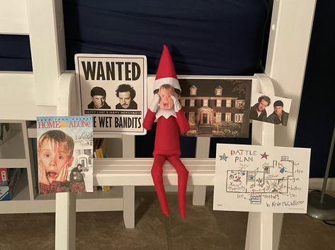 Elf On The Shelf Elf Movie Ideas, Home Alone Elf On The Shelf Printable, Elf On The Shelf Split Homes, Elf Movie Elf On The Shelf, Elf On The Shelf Great Wolf Lodge, Elf On Shelf Home Alone, Elf Home Alone, Buddy The Elf Elf On The Shelf, Bluey Themed Elf On The Shelf