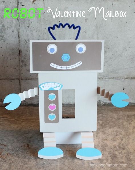 Your kids will love these adorable Valentine's Day boxes. #valentinesdaycrafts #valentineboxes Robot Valentine Box Ideas, Robot Valentines, Diy Valentine's Box, Valentine Box Ideas, Diy Valentines Box, Valentine Card Box, Valentines Box, Valentine Mailbox, Unicorn Valentine