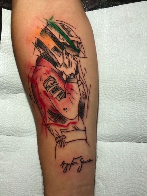 Moto Tattoo Ideas, Ayrton Senna Tattoo, Formula One Tattoo, Formula 1 Tattoo Ideas, F1 Tattoo, Joker Tattoo Design, Wheel Tattoo, Cowgirl Tattoos, Helmet Tattoo