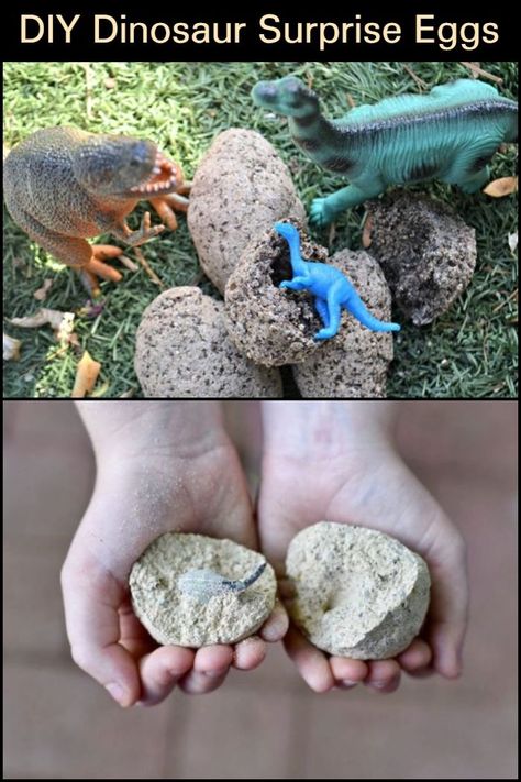 Dinosaur Egg Activity, Dinosaur Eggs Diy, Diy Dinosaur Eggs, Outside Ideas For Kids, Dino Activity, Dino Craft, Double Birthday Parties, Make A Dinosaur, Toddler Projects