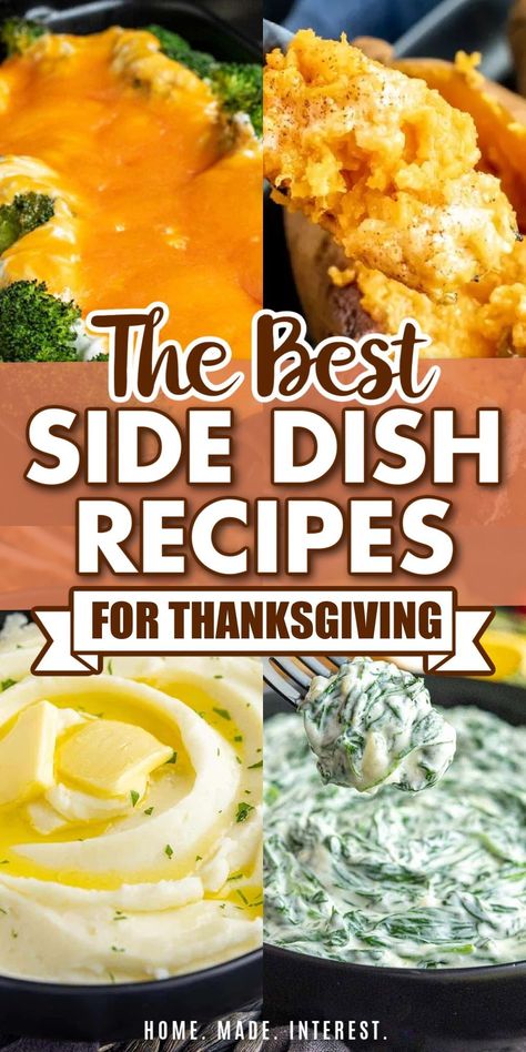 Home. Made. Interest. has gathered all of the BEST Thanksgiving side dish recipes for your Thanksgiving meal! They have a list of traditional Thanksgiving sides that are must-haves and a few side dishes with a twist to change up your Thanksgiving routine. Plan your menu with these delicious side dishes! Southern Thanksgiving Side Dishes, Thanksgiving Vegetables Side Dishes, Easy Thanksgiving Sides, Thanksgiving Vegetable Sides, Thanksgiving Side Dish Recipes, Southern Comfort Food Recipes, Thanksgiving Vegetables, Thanksgiving Side Dishes Easy, Best Thanksgiving Side Dishes