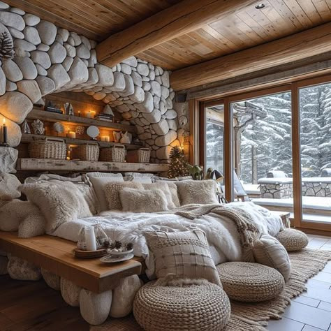 Fantasy House Interior, Eso Housing, Viking Home, Viking Home Decor, Master Suite Bedroom, Modern Chalet, Log Houses, Modern Bedroom Interior, Rustic Home Design