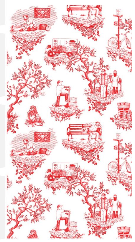 Chinatown Toile - Soft Red Flavor Paper Wallpaper, Eclectic Wallpaper, Toile Wallpaper, Toile Pattern, Toile Fabric, Pattern Inspiration, Interesting Design, Kid Room, Types Of Painting