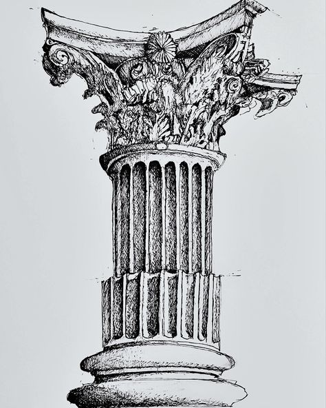 ‘Corinthian Column’ (2023) Ink drawing #draw #drawing #sketchbook #architecture #sketch #architecture #renaissance #corinthians #architectural #inkpenart #art Corinthian Column Drawing, Easy Realistic Drawings, Sketchbook Architecture, Sketch Architecture, Ink Pen Art, Corinthian Column, Column Design, Drawing Sketchbook, Architecture Drawing Art