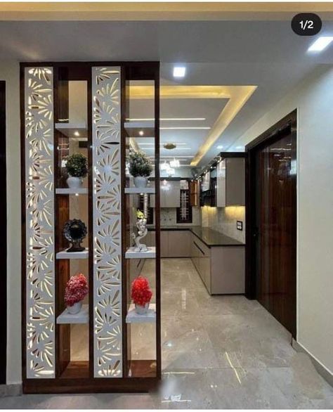 Wall Partition Design Modern Living Room, Hall To Dining Arch Design Wood, Living Room Dining Partition Design, Hall Partion Design, Hall And Dining Partition Ideas, Hall To Dining Arch Design, Hall Partion Ideas, Hall Partition Living Rooms, Living Dining Partition