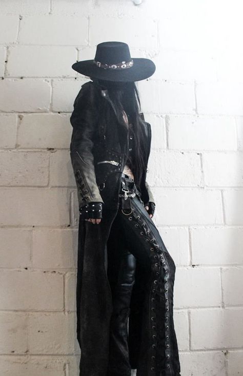 The dark, gothic, cold creature is the mystery of the WWE. She's know… #random #Random #amreading #books #wattpad Goth Cowboy, Cowboy Aesthetic, Wilde Westen, Fest Outfits, Cowboy Outfits, Animale Rare, Rock Punk, Gothic Outfits, Dark Fashion