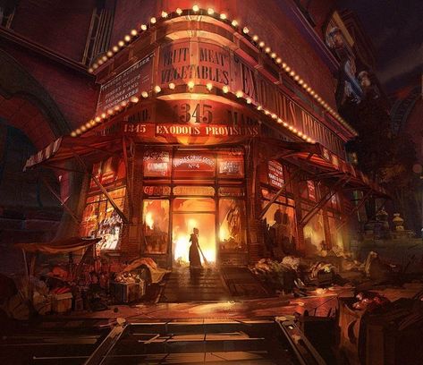 Columbia Bioshock, Master Study, Study Reference, Bioshock Art, Scenery Ideas, Art Scenery, London Streets, Infinite Art, Environment Painting