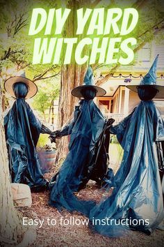 Witches Yard Decorations Diy, Outdoor Witch Coven Diy, Witch Yard Decorations Diy Simple, Dancing Witches Yard Decor, Diy Witch Coven Decoration, Witchy Outdoor Decor Halloween, Diy Witch Statue, Witch Lawn Decorations Diy, Diy Holding Hands Witches