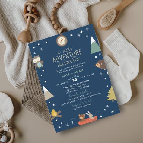 Twin Boys Baby Shower, Forest Animal Baby Shower, Baby Boy Invitations, Baby Shower Party Invitations, Baby Boy Shower Party, Animal Baby Shower Invitations, Star Shower, Woodland Baby Shower Invitations, Twin Boys