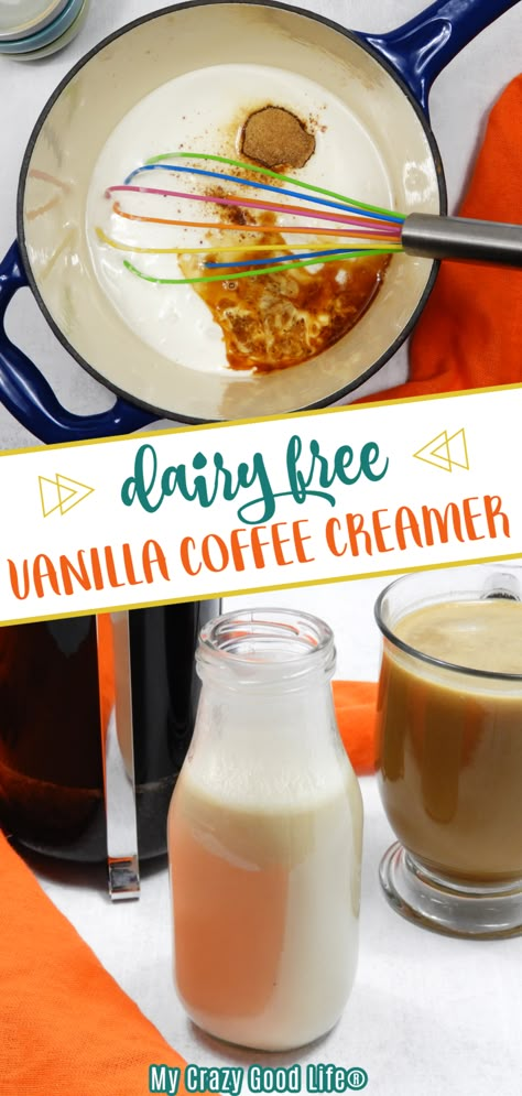 This is an easy and healthy dairy free vanilla coffee creamer that will change the way you drink coffee! Almond milk, oat milk, and soy creamers, while lactose free and plant based, are still lacking in nutrition and flavor. I’ve been on a mission to to create a plant based coffee creamer that had all the flavor of store bought, but with clean ingredients. I think this Vanilla Vegan Creamer fits the bill. Paleo Coffee Creamer, Almond Milk Creamer, Vegan Coffee Creamer, Coffee Creamer Recipes, Dairy Free Coffee Creamer, Healthy Coffee Creamer, Non Dairy Coffee Creamer, Dairy Free Creamer, Coconut Milk Coffee